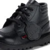 Niños pequeños Kick Hi de cuero acolchado negro
