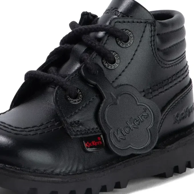 Niños pequeños Kick Hi de cuero acolchado negro