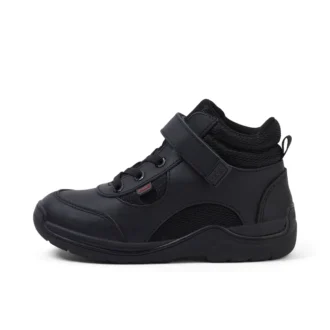 Niños pequeños Stomper Hi de cuero negro