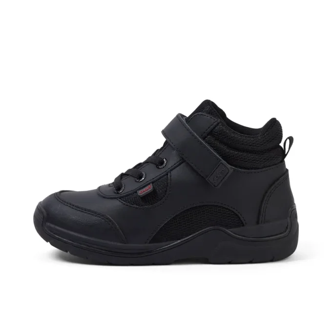 Niños pequeños Stomper Hi de cuero negro