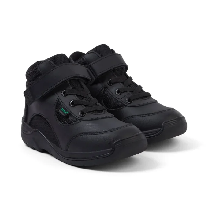 Niños pequeños Stomper Hi de cuero negro
