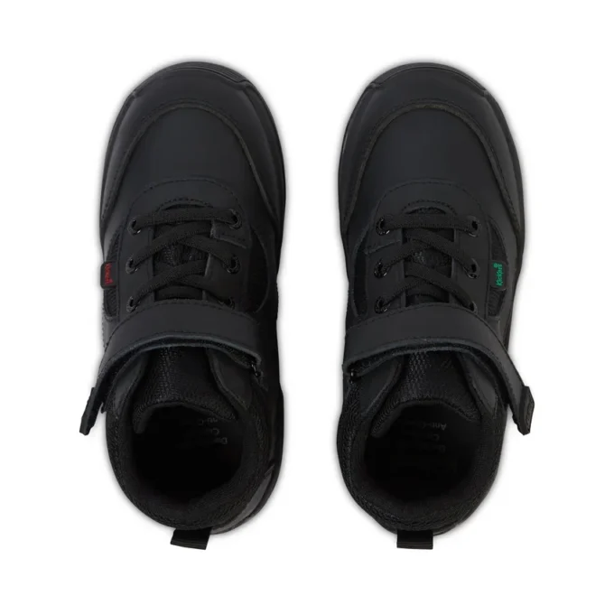 Niños pequeños Stomper Hi de cuero negro