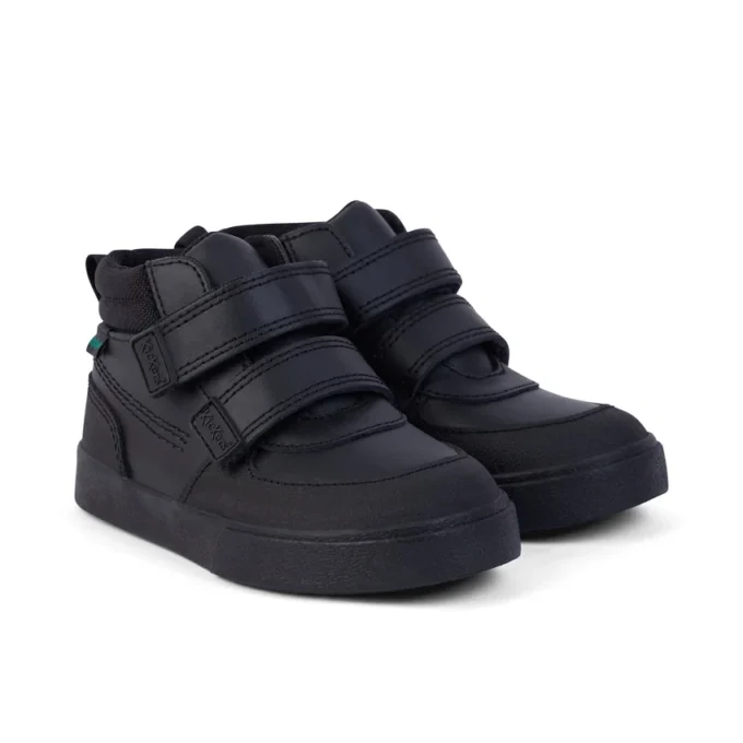 Niños pequeños Tovni Scuff Hi Cuero Negro