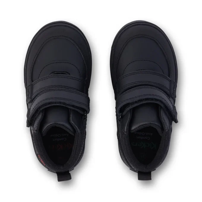 Niños pequeños Tovni Scuff Hi Cuero Negro