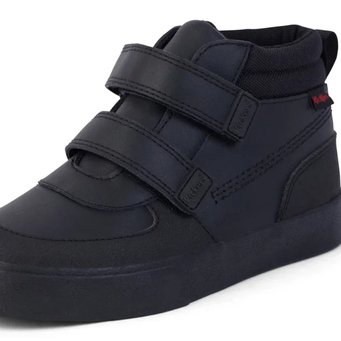 Niños Tovni Scuff Hi de piel, negro