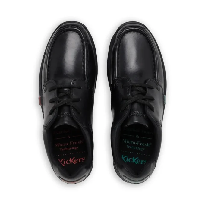 Reasan Lace de cuero para jóvenes, negro