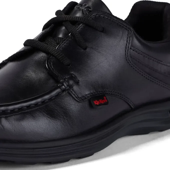 Reasan Lace de cuero para jóvenes, negro
