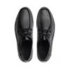 Reasan Moc de cuero negro para hombre