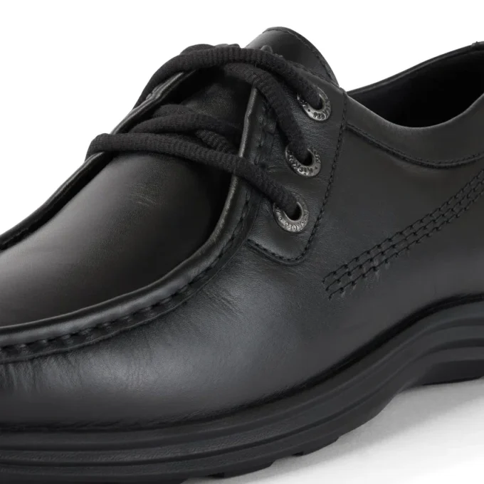 Reasan Moc de cuero negro para hombre