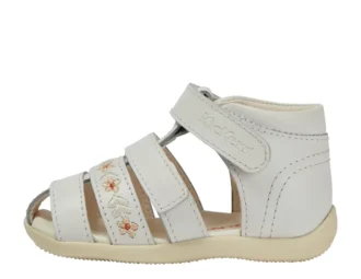 Sandalias Baby Wriggle Flower de piel blanca