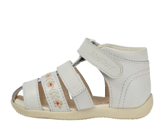 Sandalias Baby Wriggle Flower de piel blanca