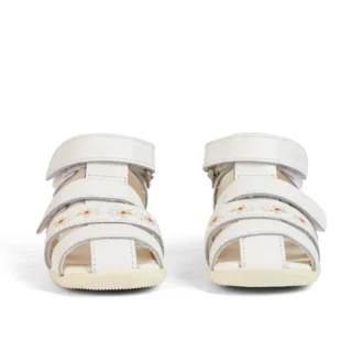 Sandalias Baby Wriggle Flower de piel blanca