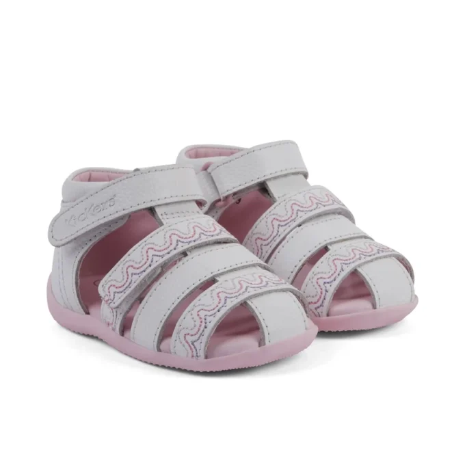 Sandalias Baby Wriggle Wave de piel blanca