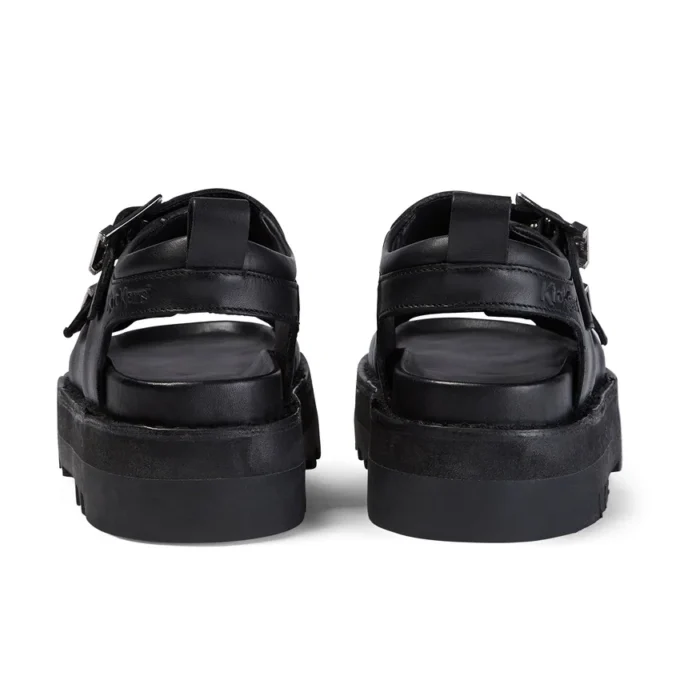 Sandalias de cuero Knox Lo Buckle para mujer, color negro