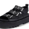 Sandalias de cuero Knox Lo Buckle para mujer, color negro