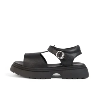Sandalias de piel Kenzi para mujer joven, color negro