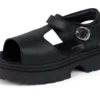 Sandalias de piel Kenzi para mujer joven, color negro
