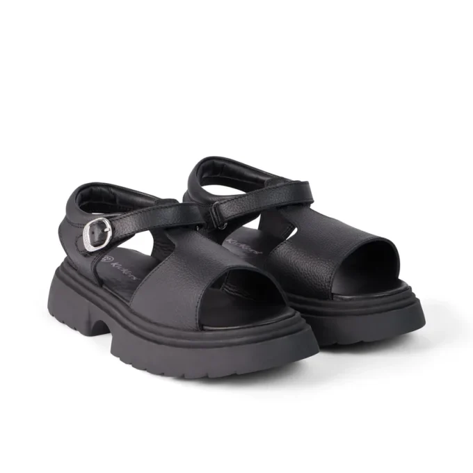 Sandalias Kenzi para niñas, de cuero negro