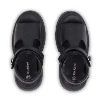 Sandalias Kenzi para niñas, de cuero negro