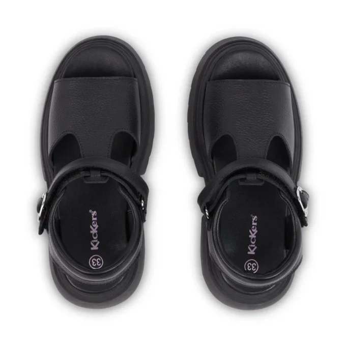 Sandalias Kenzi para niñas, de cuero negro