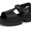 Sandalias Kenzi para niñas, de cuero negro