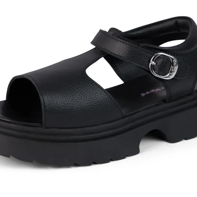 Sandalias Kenzi para niñas, de cuero negro