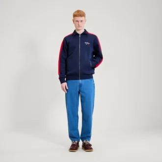 Sudadera clásica con cremallera Kickers para hombre, azul marino