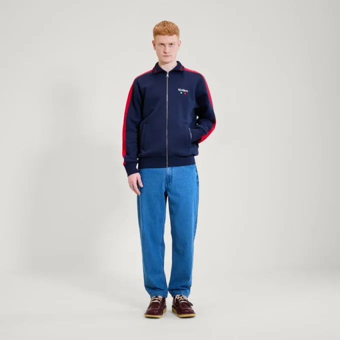 Sudadera clásica con cremallera Kickers para hombre, azul marino
