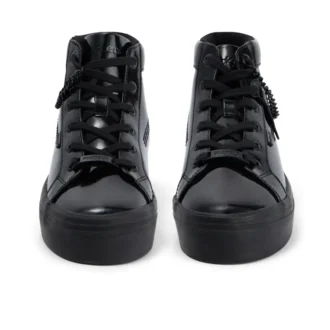 Tovni Hi Stack Chain para mujer joven, charol negro