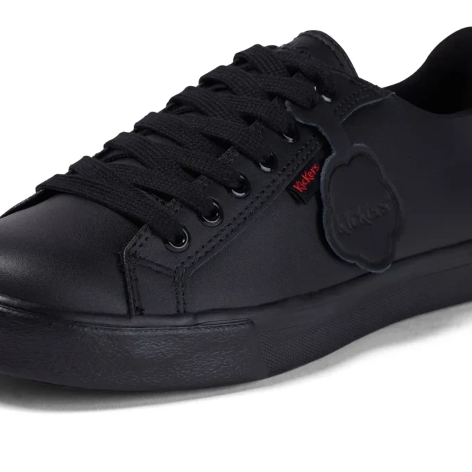 Tovni Lacer de cuero para jóvenes unisex, negro