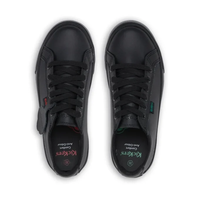 Tovni Lacer de cuero unisex para niños, negro