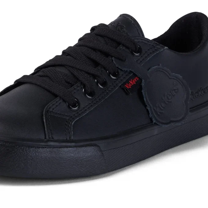 Tovni Lacer de cuero unisex para niños, negro