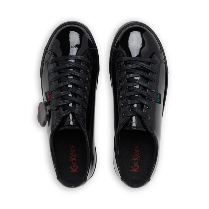 Tovni Lacer para mujer joven, charol negro