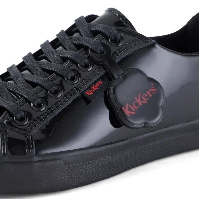 Tovni Lacer para mujer joven, charol negro