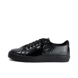 Tovni Lacer para mujer joven, piel sintética y charol, negro
