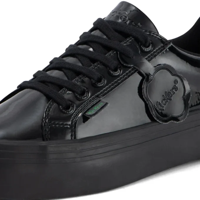 Tovni para mujer adulta, piel sintética, charol, negro