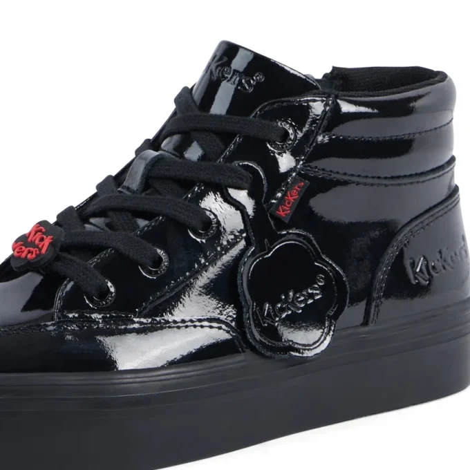 Tovni Stack Hi Flower de charol negro para niñas
