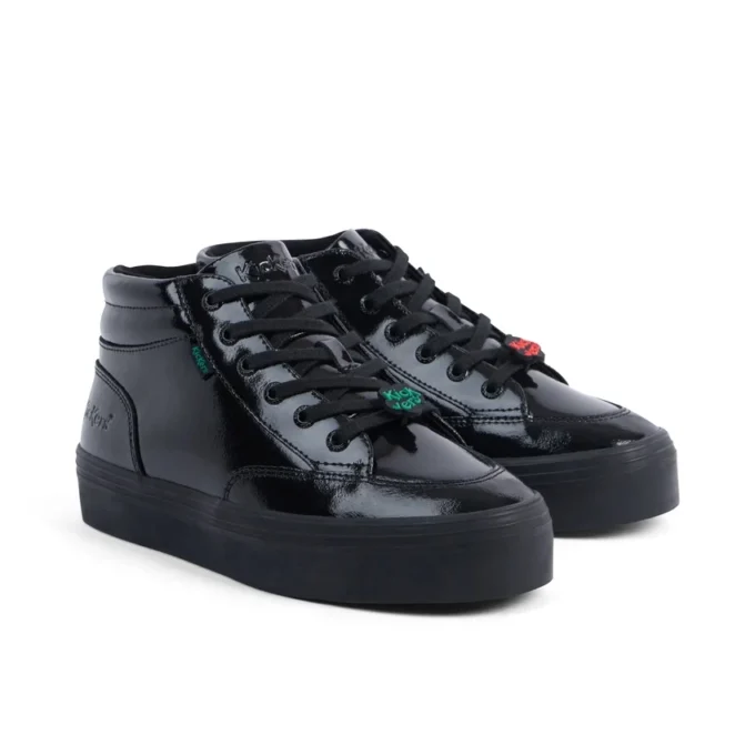 Tovni Stack Hi Flower de charol para mujer joven, negro