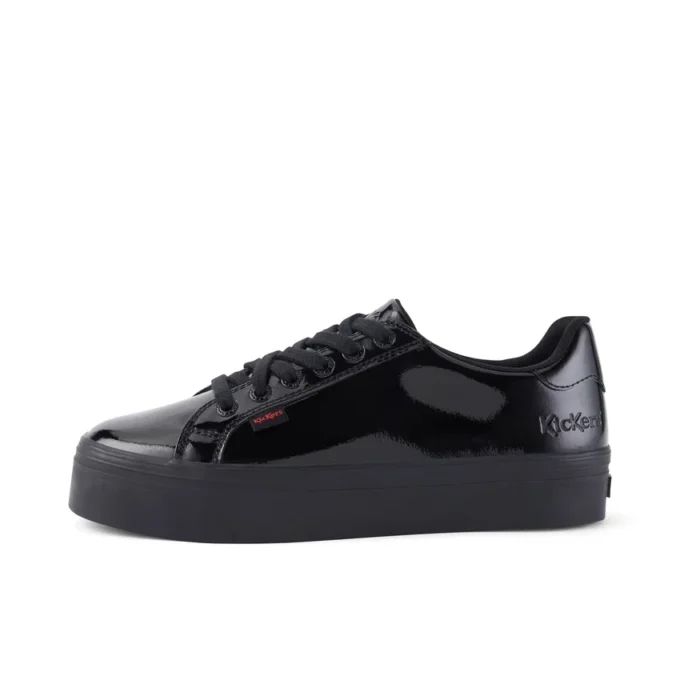 Tovni Stack para mujer joven, piel charol, negro