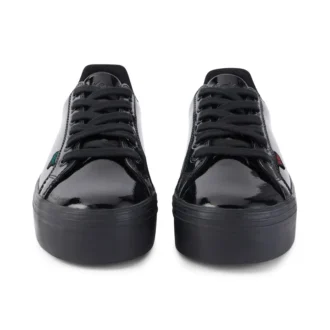 Tovni Stack para mujer joven, piel charol, negro