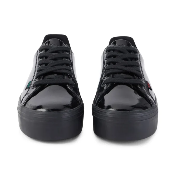 Tovni Stack para mujer joven, piel charol, negro