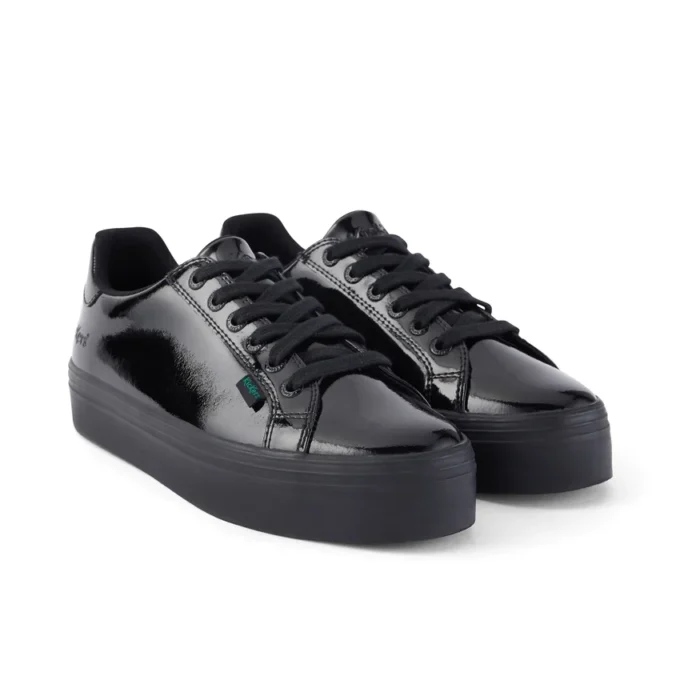 Tovni Stack para mujer joven, piel charol, negro