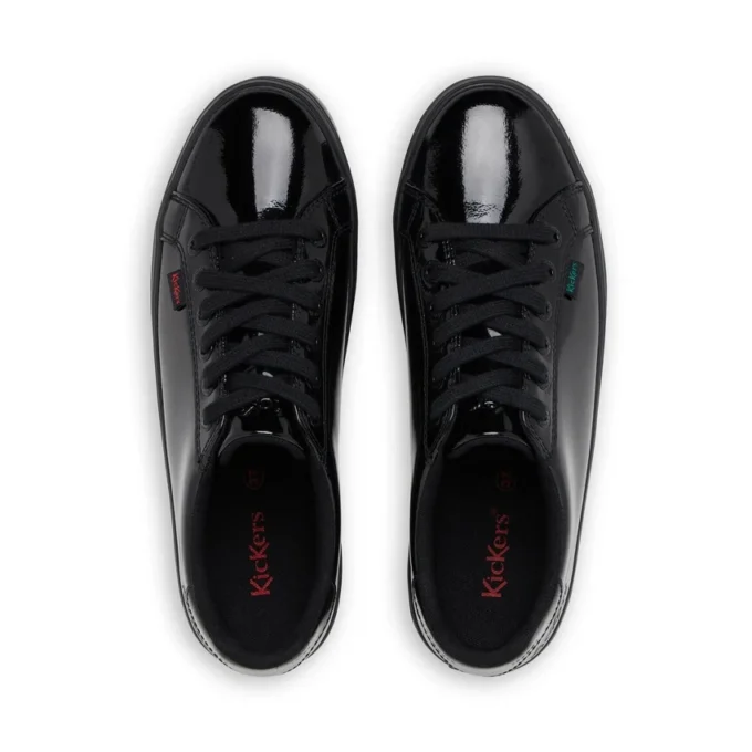 Tovni Stack para mujer joven, piel charol, negro