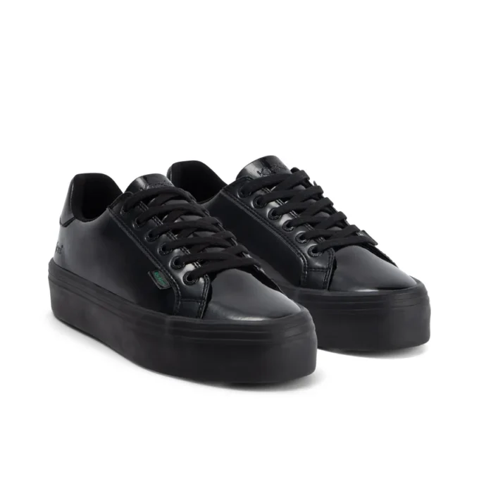 Tovni Stack para mujer joven, piel sintética y charol, negro
