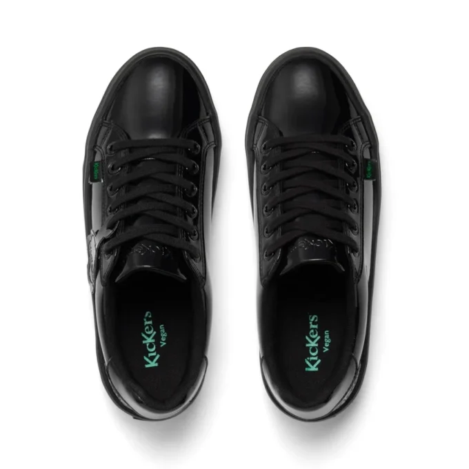 Tovni Stack para mujer joven, piel sintética y charol, negro