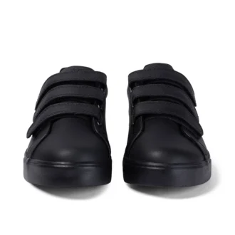 Tovni Trip de cuero para jóvenes unisex, negro