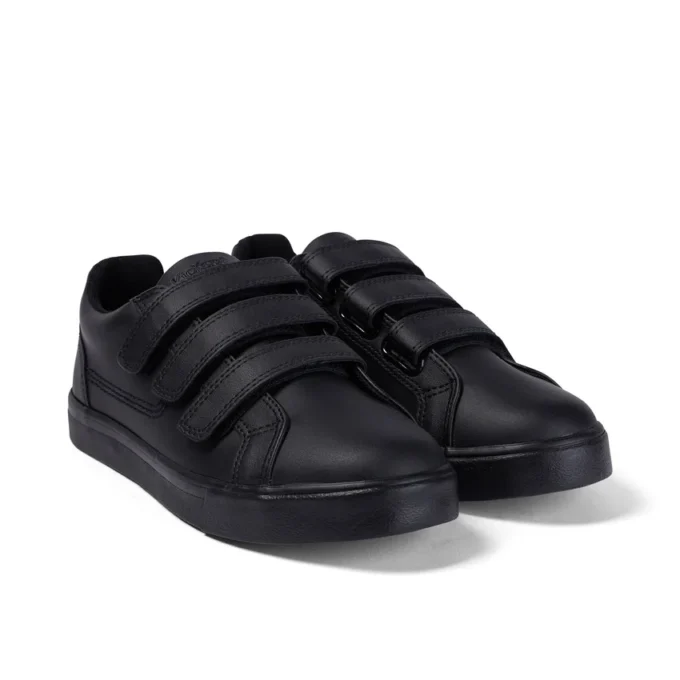 Tovni Trip de cuero para jóvenes unisex, negro