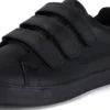 Tovni Trip de cuero para jóvenes unisex, negro