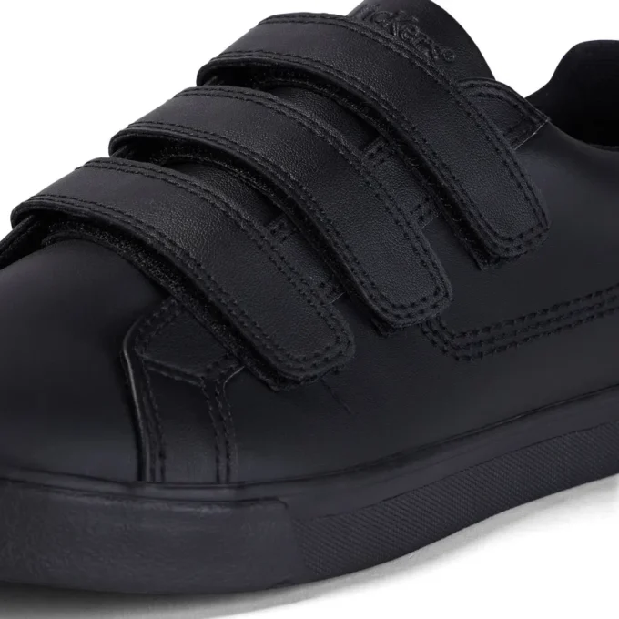 Tovni Trip de cuero para jóvenes unisex, negro