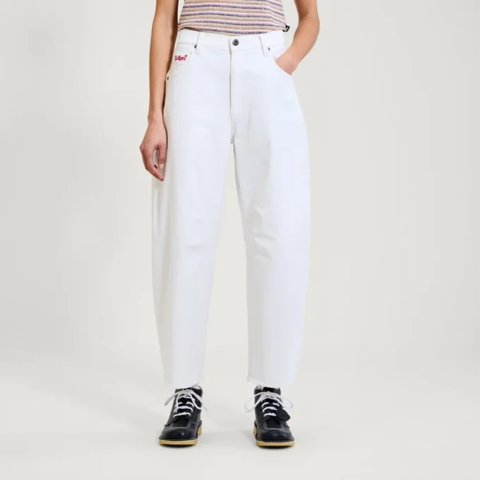 Vaqueros Kickers Classic de pierna ancha para mujer, color blanco
